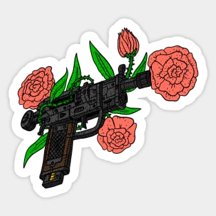 gun with roses, peace symbol. anti gun violence. Sticker